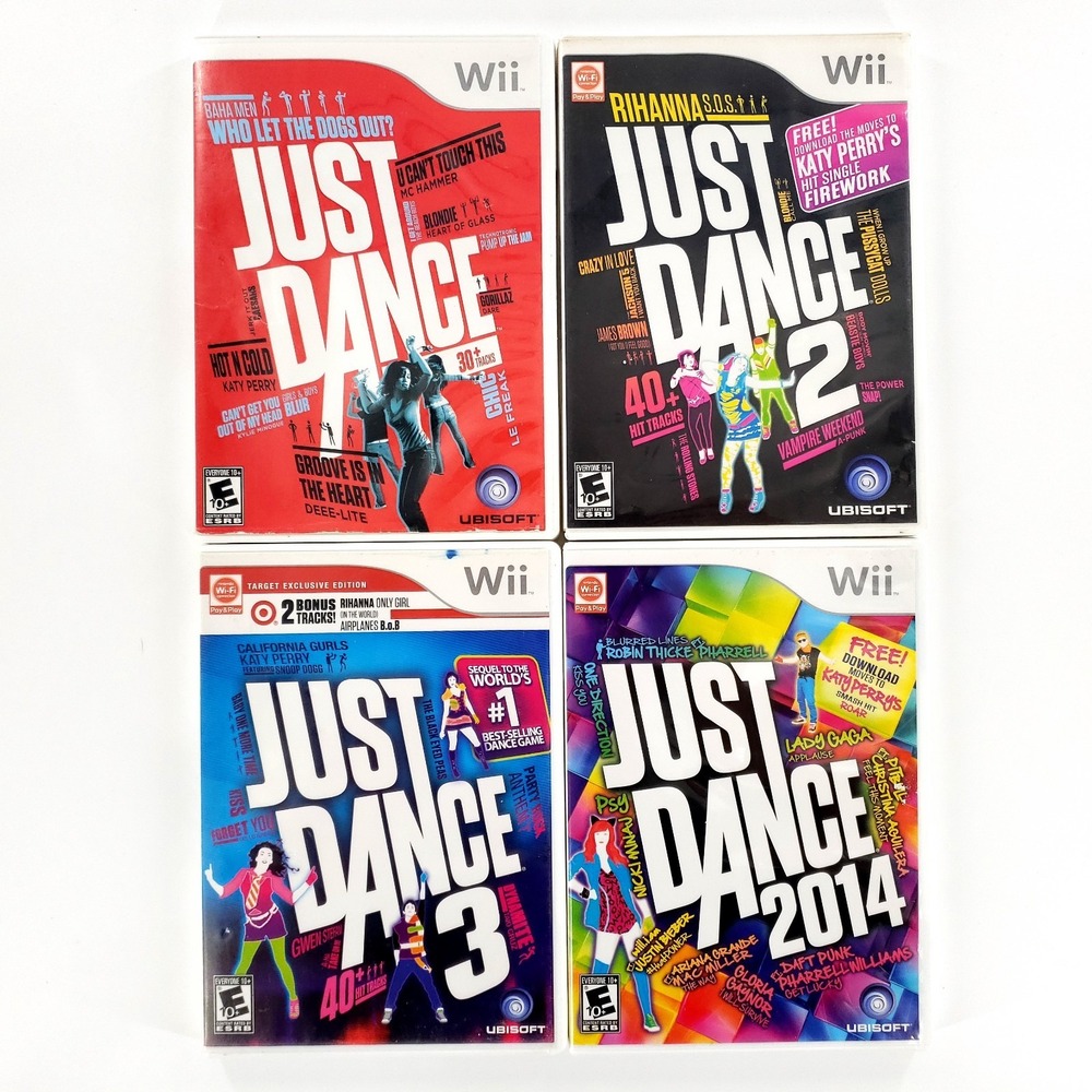 Just Dance 1, 2, 3, 2014 Nintendo Wii Lot Of 4 Tested & Works